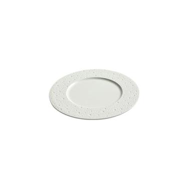 Imagem de Prato de comida ocidental criativo e personalizado, prato redondo doméstico de cerâmica - prato plano branco pérola de 23 cm