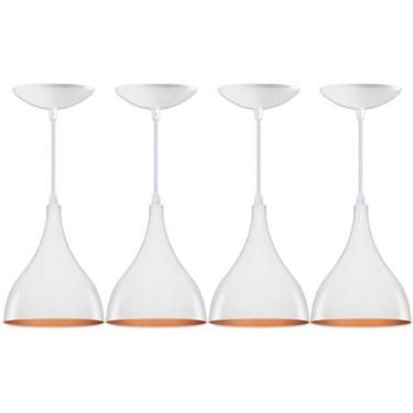 Imagem de Kit 4 Luminárias Pendente Gota Branca / Cobre - Ilustre Lar