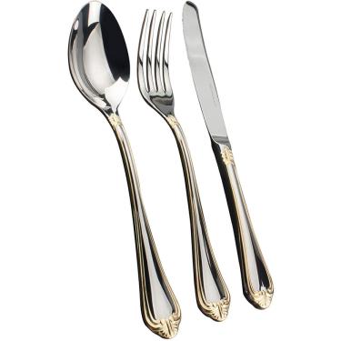 Imagem de Faqueiro Victorian Friso Ouro 130 Peças Aço Inox 18/10 3MM -Fracalanza