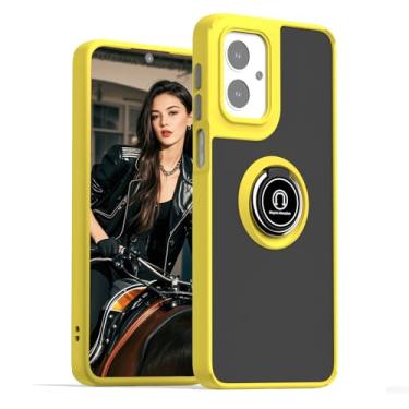 Imagem de Ysnzaq Capa simples para Motorola Moto G55, borracha macia TPU, capa protetora à prova de choque para celular com suporte para Moto G55 QY amarelo