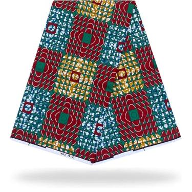 Imagem de Shenbolen Tecido de cera de impressão africana Kente pano Ankara 100% poliéster (3 jardas, F)