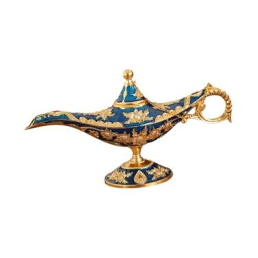 Imagem de WeiLaiKeQi Lâmpada Incenso Ornamento Escultura de Liga de Liga de Zinco Decoração de Lâmpada Desejando Censador Luz para Escritório de Dessingimento de Casa, Azul Escuro