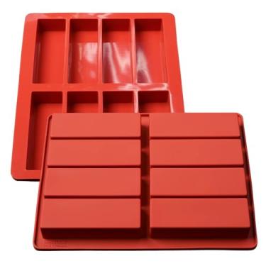 Imagem de Bold Maker Molde de silicone retangular de 8 cavidades (2 peças) - 23815 - Ideal para barras de granola, barras de nutrição, barras de cereais, manteiga, trufas, cheesecake, brownies, pão de milho