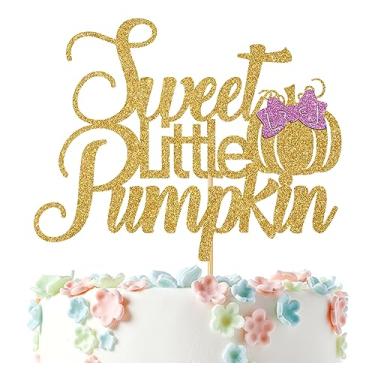 Imagem de Topo de bolo de abóbora doce, decorações de chá de bebê de abóbora para menina, chá de bebê outono outono/Dia das Bruxas Ação de Graças Revelação de gênero de bebê suprimentos de decorações de festa