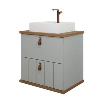 Imagem de Gabinete de Banheiro Milano com Cuba 60cm Pistache/Freijo - MGM