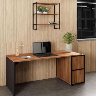 Imagem de Escrivaninha 1,7m e Nicho Aéreo Industrial 3 Prateleiras F5 - F5 Offic