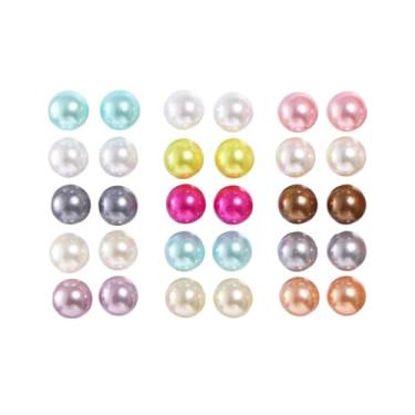 Imagem de Conjunto de brincos de pérola estilo melindrosa vintage - Brincos de pérolas sintéticas coloridas para bijuterias dos anos 20, Medium, pérola sintética, Pérola sintética