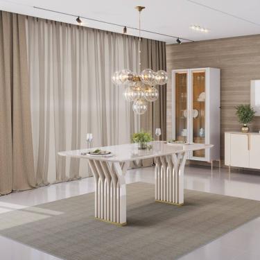 Imagem de Mesa de Jantar 170cm Tampo de Vidro Yara DJ Móveis