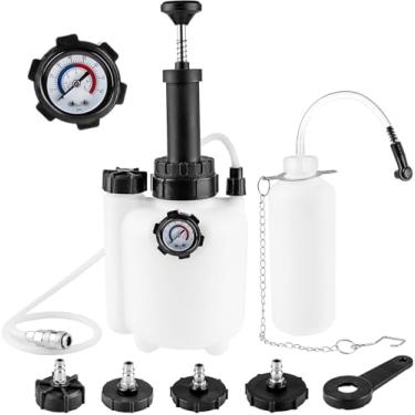 Imagem de Kit de sangramento de freio manual 3L, bomba de vácuo de sangramento de freio para uma pessoa com garrafa de vazamento de fluido de freio de 1L e 4 adaptadores de cilindro mestre, adequado para a