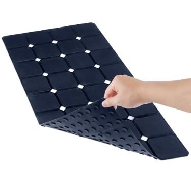 Imagem de Tapete de banheira de silicone 38 cm x 71 cm – Tapete de banheira dobrável antiderrapante com ventosas fortes e orifícios de drenagem grandes, durável e ecológico, para superfícies lisas, ideal para