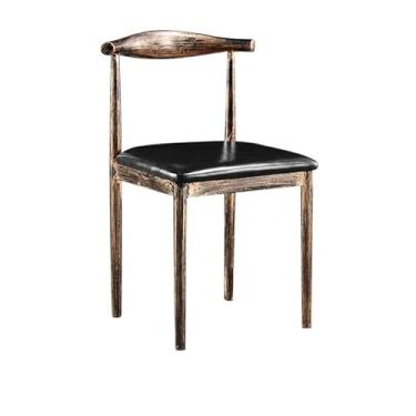 Imagem de Cadeira de jantar ergonômica com acolchoamento confortável e design resistente (padrão antigo [almofada de assento de couro preto])