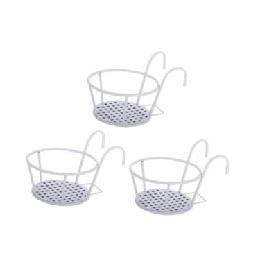 Imagem de WeiLaiKeQi 3 peças penduradas plantadores de cesta de cesto de recipiente de planta com cesta de plantas de panela de gancho de metal para cabide de entrada do, Branco