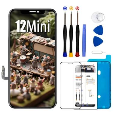 Imagem de Para iPhone 12 Mini tela de substituição de 5,4 polegadas, tela LCD sensível ao toque digitalizador com conjunto de ferramentas de reparo, compatível com modelos A2398, A2399, A2400