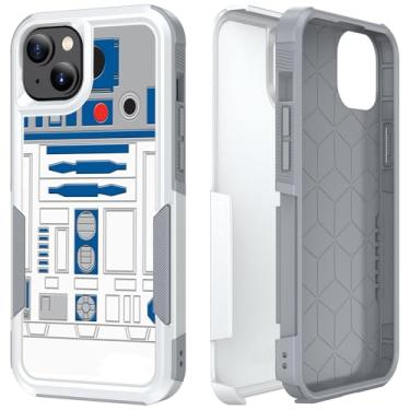 Imagem de Candykisscase Capa de celular para iPhone 15, R2D2 Astromech Droid Robot padrão de absorção de choque rígido PC e capa protetora de camada dupla híbrida de silicone interno para Apple iPhone 15 de 6,1