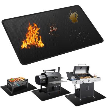 Imagem de Yudlto Tapetes para churrasqueira de 122 x 76 cm para churrasqueira externa dupla face, à prova de fogo, óleo e à prova d'água, tapete protetor para deck de grama, churrasqueira e lareira para uso ao