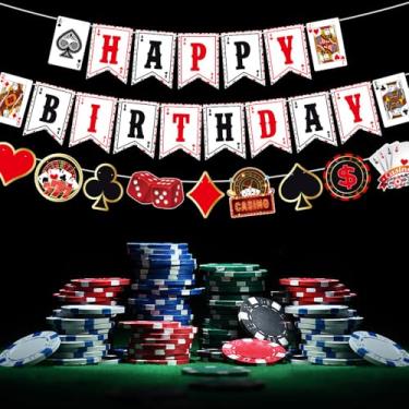 Imagem de Tema de cassino, decorações de festa de aniversário, faixa de pôquer, pano de fundo, Las Vegas Poker Night Gambling Party Supplies