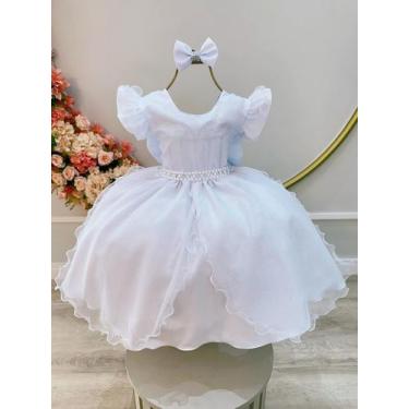 Imagem de Vestido Infantil Branco Saia Com Tule e Glitter Daminha - Ysa kids, 2