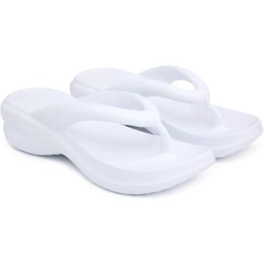 Imagem de Tamanco Ortopédico Chinelo Feminino Nuvem Ideal Para Esporao Fascite Plantar e Dores Nas Pernas (Branco, BR, Adulto, Faixa Numérico, 37, 38)