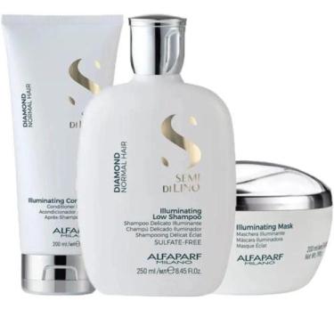 Imagem de Kit Alfaparf Semi Di Lino Diamond Shampoo 250ml Máscara 200ml e Condic