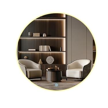 Imagem de Espelho Redondo em Vidro 80cm Iluminado Decorativo Luz Indireta