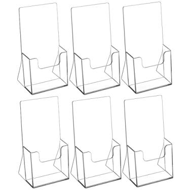 Imagem de MaxGear Porta-folheto acrílico de 10 cm, porta-folheto de plástico transparente para bancada, porta-retrato, porta-retrato, porta-retrato, revista, menu, pacote com 6