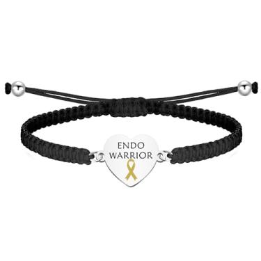 Imagem de CHOORO Endometriose Guerreiro Presente Endometriose Endo Guerreiro Suporte Pulseira Ajustável Fita Amarela Presente, corda e liga metálica, Sem Pedra Preciosa