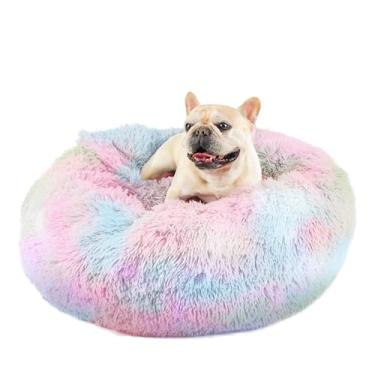 Imagem de Himax Cama de cachorro média lavável, cama redonda para cães com cobertor, cama calmante para cães, multicolorida (50,8 cm/66 cm/89 cm)..