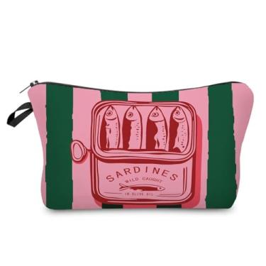 Imagem de Livel lhood Bolsa organizadora pequena de sardinhas com zíper, bolsa cosmética, sardinha, azeite de oliva, presente de aniversário para mulheres amigas, hzz18089, Small
