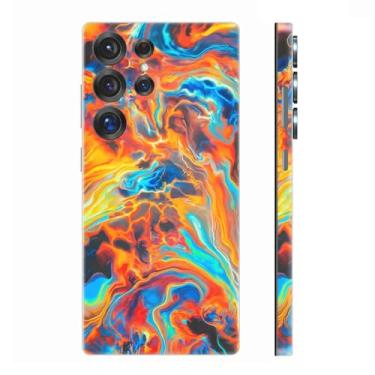 Imagem de Skin Wrap para Samsung Galaxy S25 Ultra, película protetora, adesivos de telefone para parte traseira, câmera, moldura (laranja)