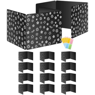 Imagem de Pacote com 12 divisórias pretas de mesa para estudantes, divisor de plástico impermeável, divisórias de teste duráveis para material de professor em sala de aula, fácil de limpar, placas de proteção