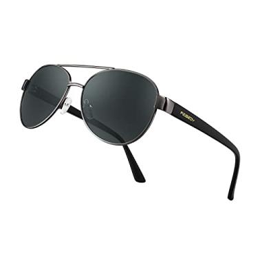 Imagem de FEISEDY Óculos de sol aviador clássicos para mulheres, óculos de sol polarizados piloto masculinos, proteção UV400 para dirigir, pesca, golfe, B4109, Armação de arma 001/lentes cinza, 60mm