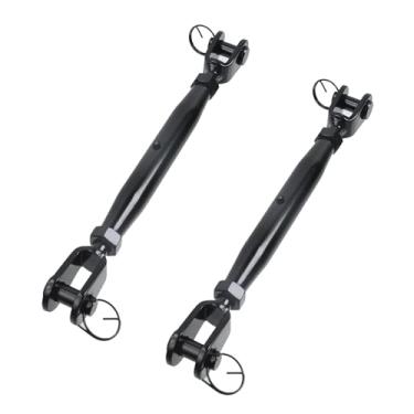 Imagem de Antrader M12 Esticador de mandíbula e mandíbula, 2 peças de aço inoxidável Esticador de mandíbula dupla M12 Esticador de cabo para serviço pesado, preto