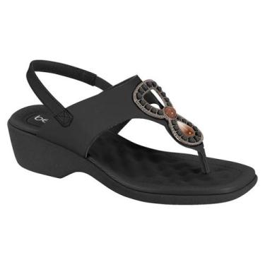 Imagem de Sandália Beira Rio Feminina Anabela Pedraria Preto, Preto, 38, Mulher