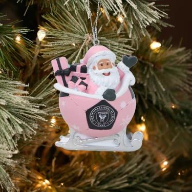 Imagem de FOCO - MLS 10 cm bola de futebol trenó resina natal natal natal enfeite para pendurar árvore - Inter Miami CF