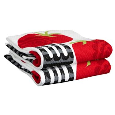 Imagem de T-fal Textiles Conjunto de toalhas de prato de cozinha de algodão com estampa dupla face, pacote com 2, 40,64 x 66,04 cm, estampa de garfo