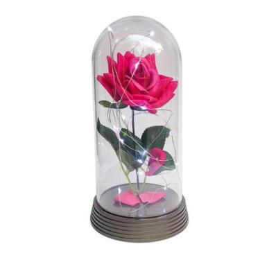 Imagem de Luminária A Rosa Encantada Pink 20 Cm Base Ouro Frio - Amor Lindo