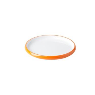 Imagem de Prato de prato frio de porcelana de imitação de melamina circular simples de duas cores estilo nórdico - 18 cm laranja e branco duas cores