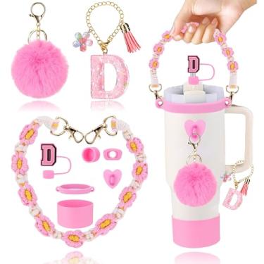 Imagem de Conjunto de 6 peças de acessórios para copo Stanley Cup 850 g 1,134 g copo com alça, incluindo tampa e bota de cobertura de palha de silicone, tampa à prova de derramamento, pingente de alça, adesivo