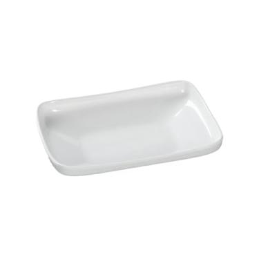 Imagem de Prato de macarrão de arroz de porcelana esmaltada retangular de melamina branca minimalista chinesa - prato fundo retangular de 25,4 cm
