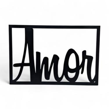 Imagem de Placa Decorativa Palavra Amor em Mdf Cor Preto 28 cm