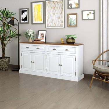Imagem de Balcão Buffet Aparador 4 Portas 2 Gavetas Branco Farm House