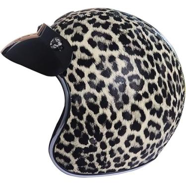 Imagem de Capacete De Meia Motocicleta, Capacete De Rosto Aberto Estilo Retrô Adulto 3/4 Aprovado Pelo Dot, Adequado Para Scooter De Rua Capacete De Ciclomotor Unissex Para Homens E Mulheres Capacete