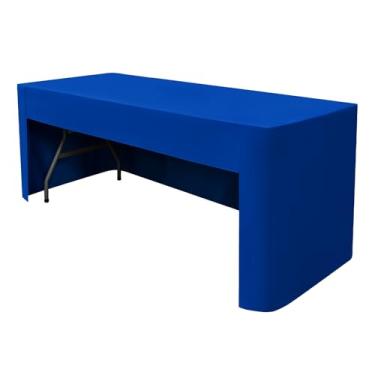 Imagem de Nacuci Toalha de mesa retangular azul royal, 122 x 61 cm, toalha de mesa com ajuste aberto nas costas, toalha de mesa de poliéster lavável para mesas dobráveis de 1,22 m, exibição de feira, festa de