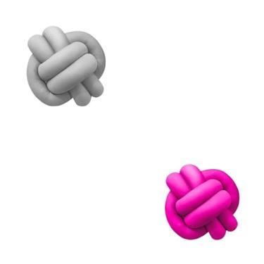 Imagem de Almofadas De Nó 28cm x 28cm Lindas Decorativas Sala Sofá Cama Cores (CINZA E PINK)