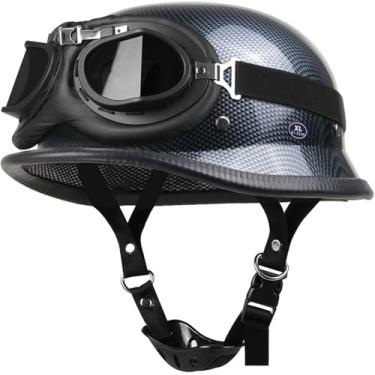 Imagem de Capacete De Motocicleta Retro Meio Capacete Estilo Germa Com óculos De Proteção Scooter Cruiser Chopper Ciclomotor Ope Capacete Ece Certified All Seasons Unisex Ope Face Helmet, B, S
