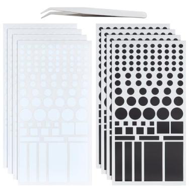 Imagem de BENECREAT 8 folhas de adesivos com bloqueio de luz LED, preto e branco, 50% de escurecimento de adesivos de capa de LED para relógios, roteadores, controles (com pinça)