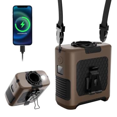 Imagem de Minlebao Ventilador portátil recarregável de 10000 mAh, clipe de cintura com fluxo de ar de 5 velocidades de 16.000 RPM, ventilador de pescoço pendurado com as mãos livres até 40h de tempo de trabalho