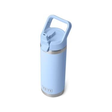 Imagem de YETI Garrafa Rambler de 530 ml, isolada a vácuo, aço inoxidável com tampa de canudo que combina, azul celeste grande