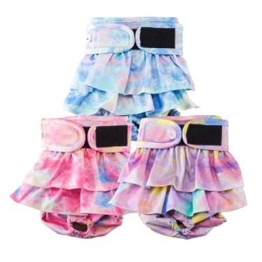 Imagem de VUNCESSIN fraldas reutilizáveis ​​para cães, fraldas femininas laváveis, premium para cadelas, pacote de 3, fraldas pequenas altamente absorventes para cães, para calor, incontinência e trei