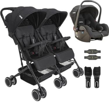 Imagem de Carrinho Kiddo para Gemeos com Bebe Conforto Mascote Preto